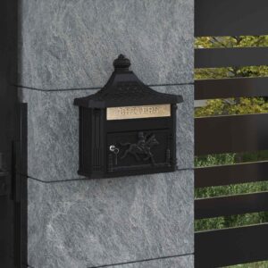 Cassetta Postale da Muro con porta Nero 40,5 x 15,5 x 44 cm