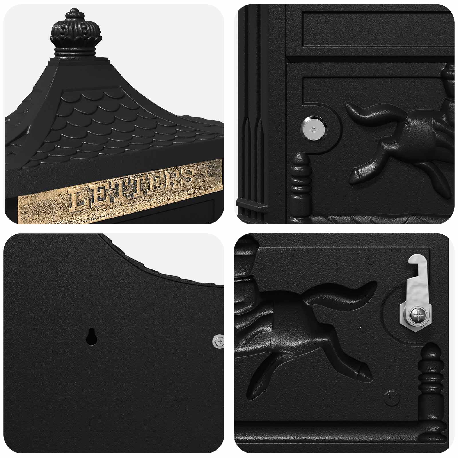 Cassetta Postale da Muro con porta Nero 40,5 x 15,5 x 44 cm - immagine 9