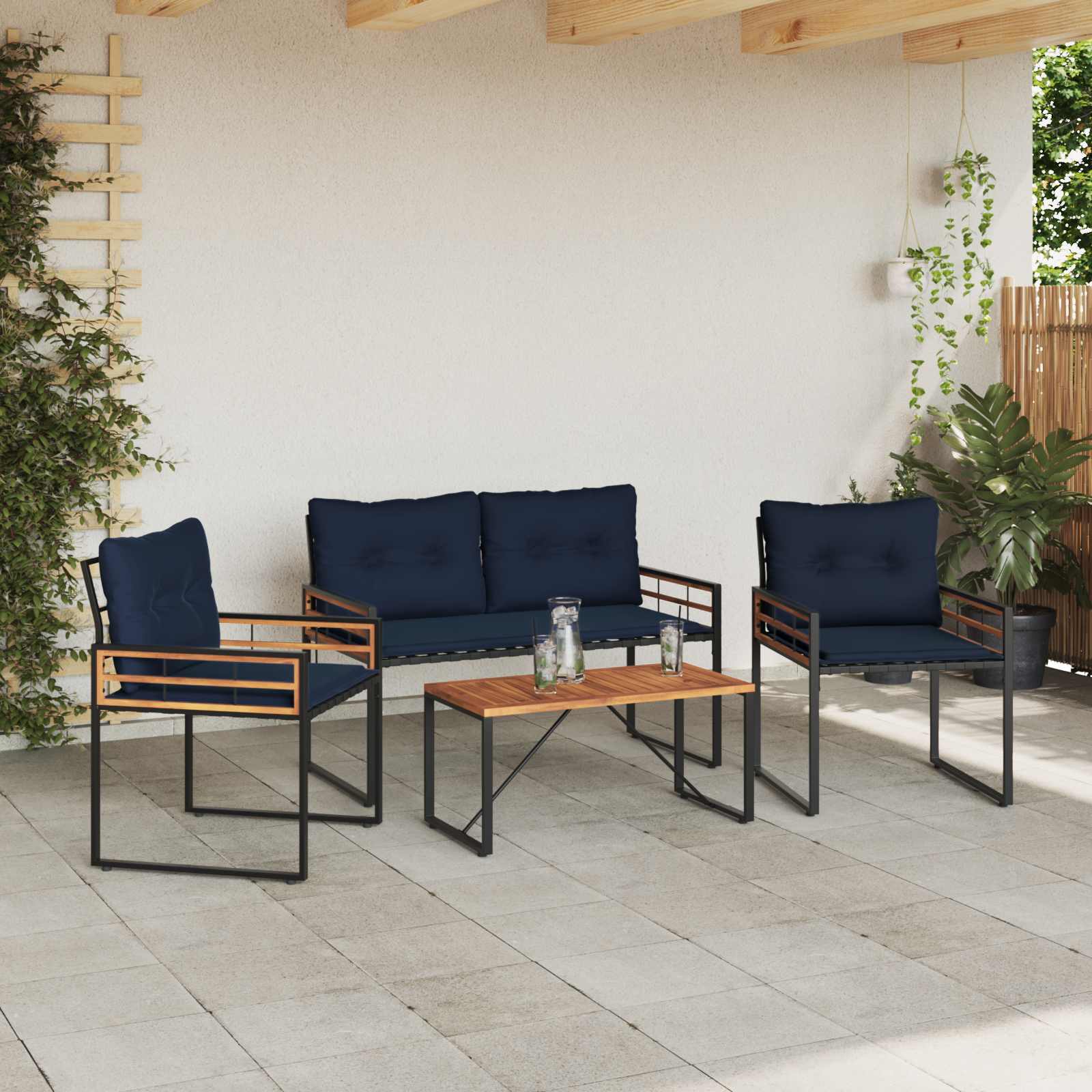 Set di Mobili da Esterno con cuscino 4 pcs Navy - immagine 4