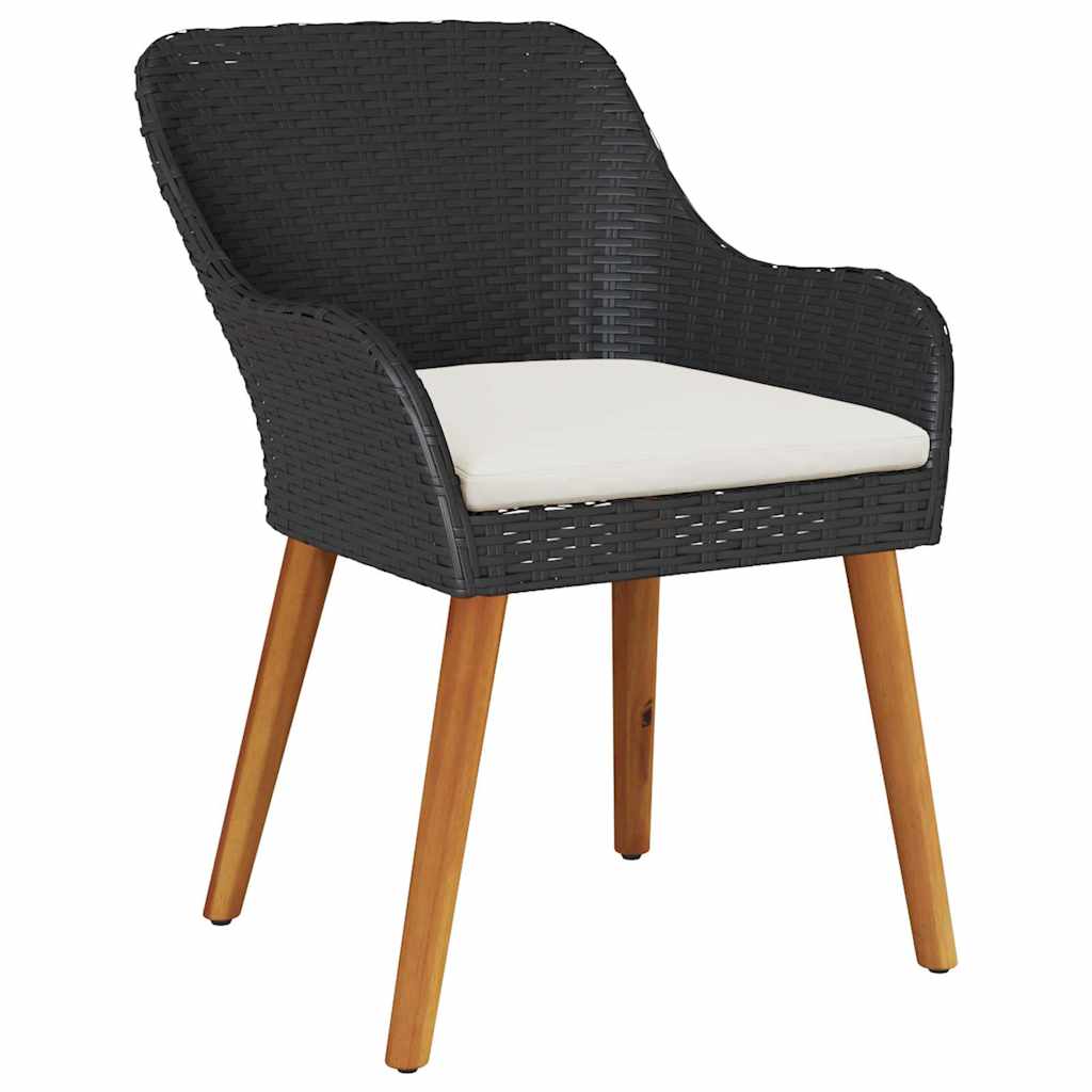 Set da Pranzo per Giardino con cuscino 3 pcs Nero polyrattan - immagine 6